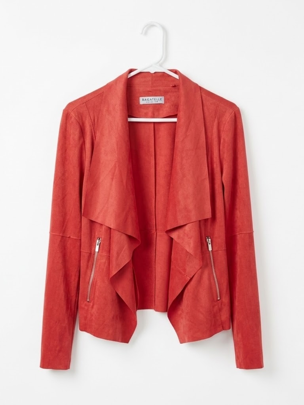 Bagatelle Women's Large Red Drape Front Jacket #23